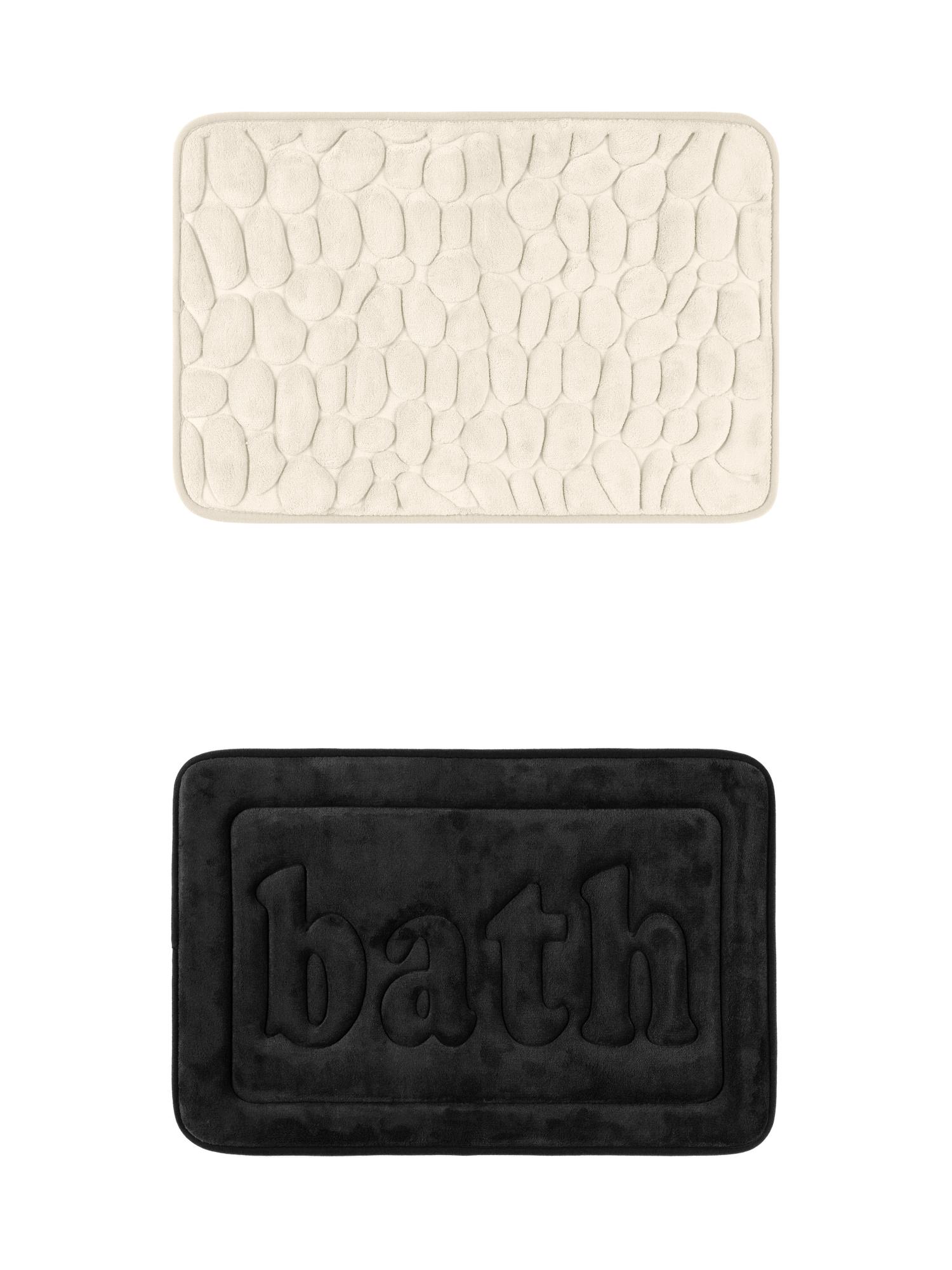 Unique Bargains 2 Pcs Memory Foam Absorbent Bathroom Rugs Khaki/Black 20" x 32"