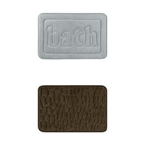 Unique Bargains 2 Pcs Memory Foam Absorbent Bathroom Rugs Light Grey/Brown 16" x 24"