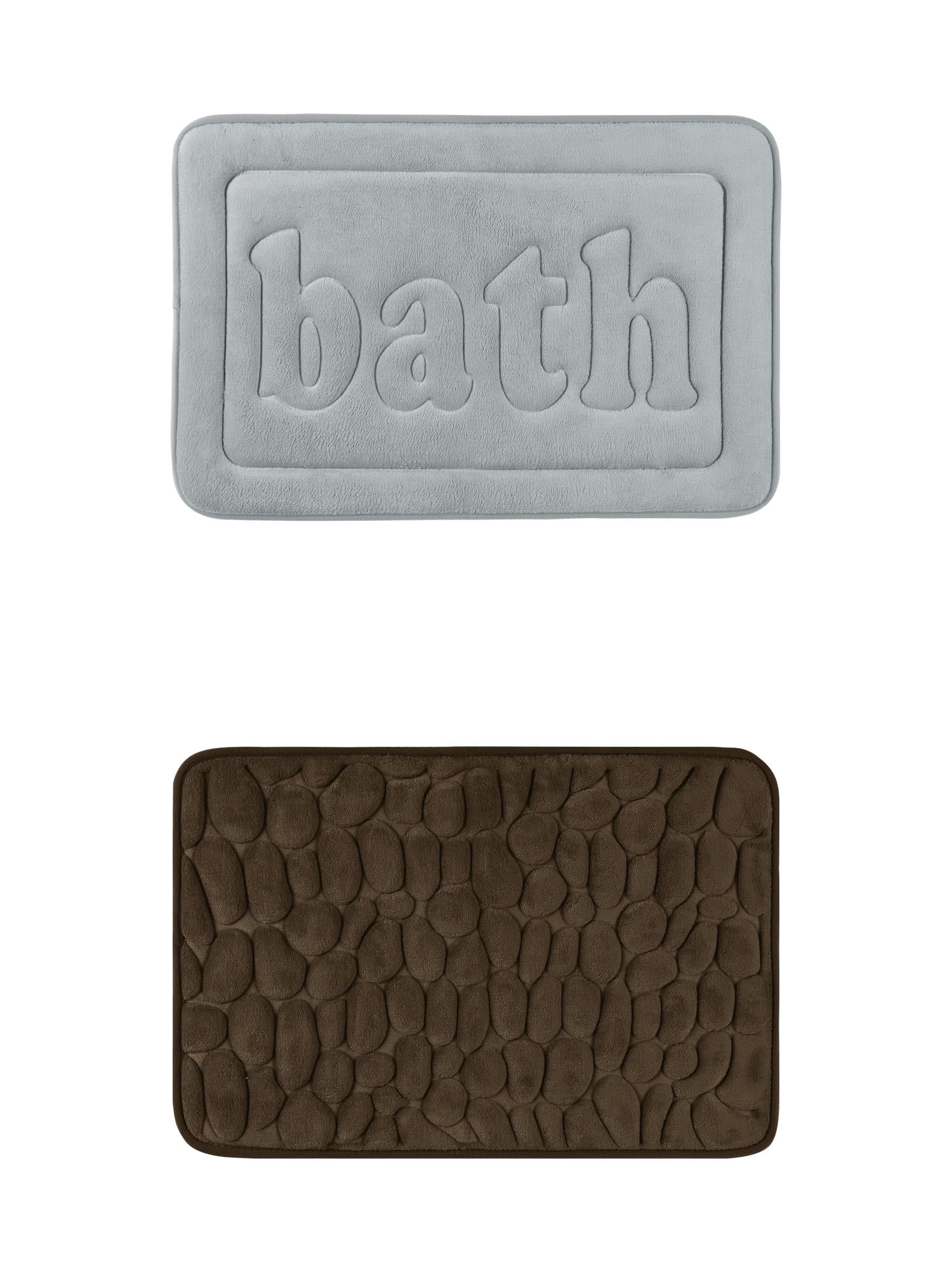 Unique Bargains 2 Pcs Memory Foam Absorbent Bathroom Rugs Light Grey/Brown 20" x 32"