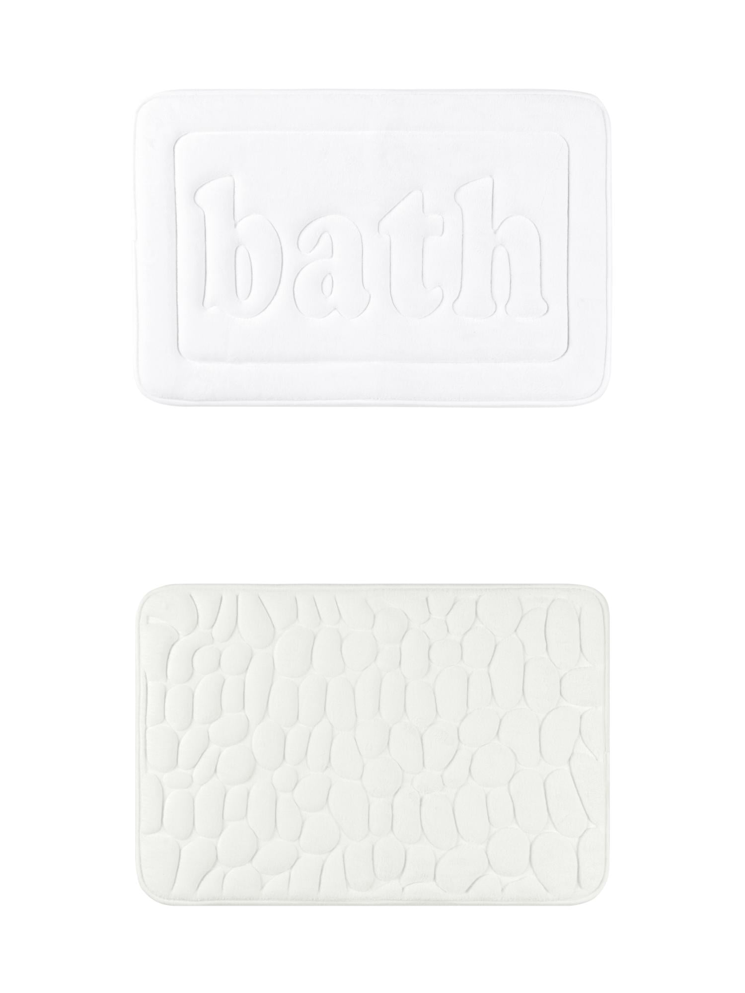 Unique Bargains 2 Pcs Memory Foam Absorbent Bathroom Rugs Milky White/White 20" x 32"