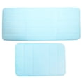 thumbnail image 1 of Unique Bargains 2 Pcs Memory Foam Bathroom Mat Non Slip Soft Bath Mats Rugs Machine Washable Blue 40x60cm+50x120cm, 1 of 6
