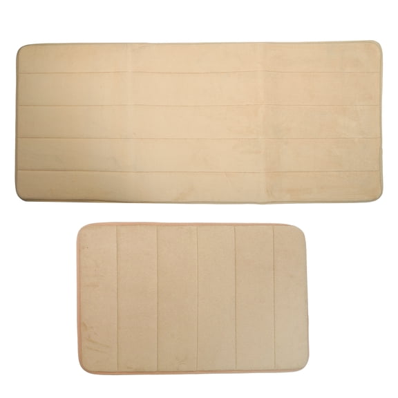 Unique Bargains 2 Pcs Memory Foam Bathroom Mat Non Slip Soft Bath Mats Rugs Machine Washable Camel 40x60cm+50x120cm