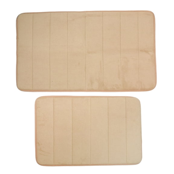 Unique Bargains 2 Pcs Memory Foam Bathroom Mat Non Slip Soft Bath Mats Rugs Machine Washable Camel 40x60cm+50x80cm
