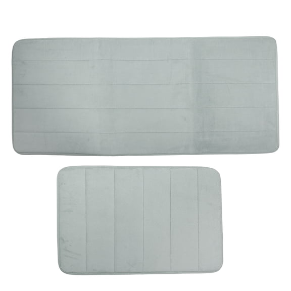 Unique Bargains 2 Pcs Memory Foam Bathroom Mat Non Slip Soft Bath Mats Rugs Machine Washable Gray 40x60cm+50x120cm