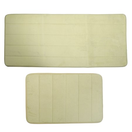 Unique Bargains 2 Pcs Memory Foam Bathroom Mat Non Slip Soft Bath Mats Rugs Machine Washable Khaki 40x60cm+50x120cm