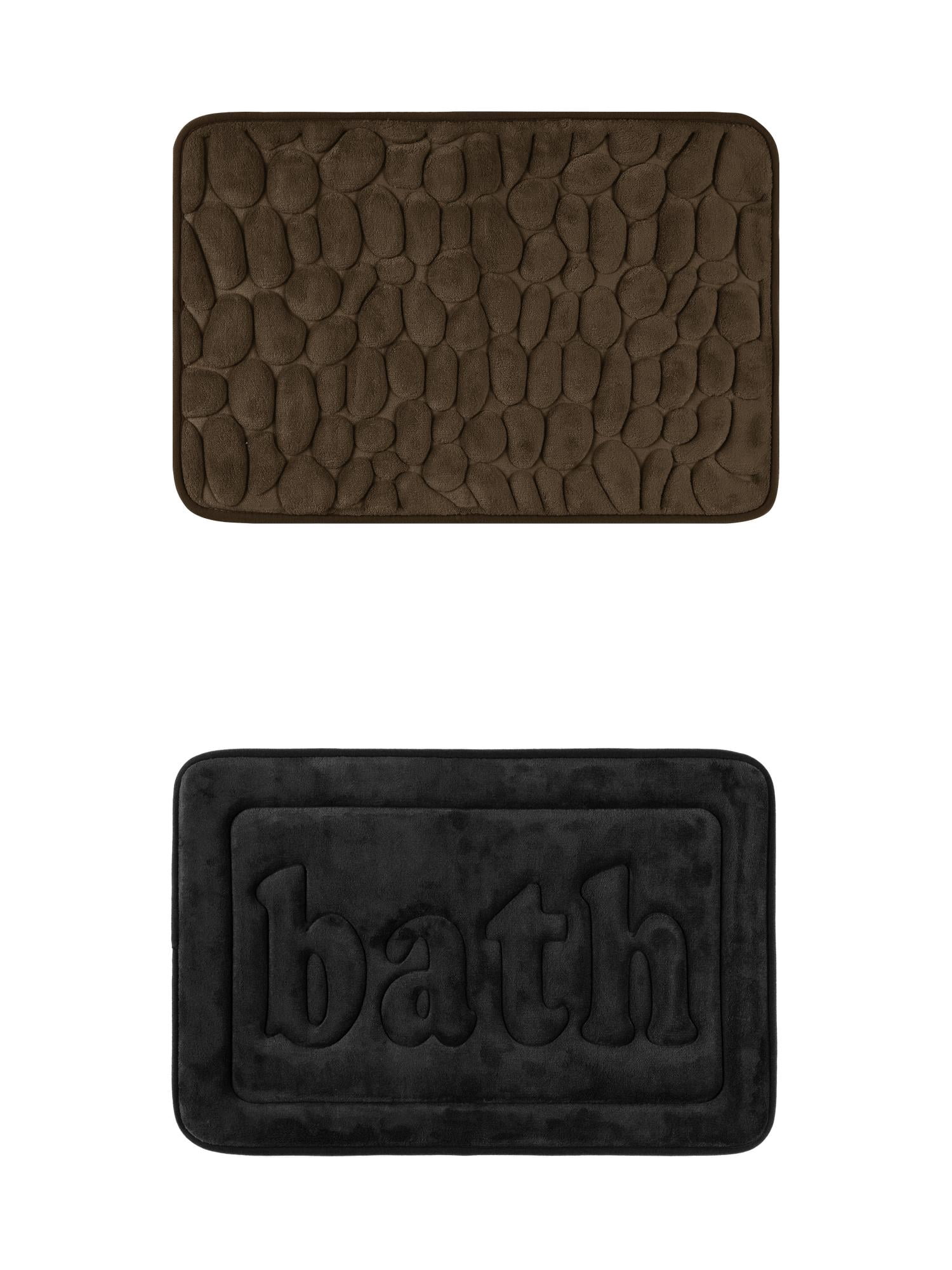 Unique Bargains 2 Pcs Memory Foam Rugs Black/Brown 20" x 32"