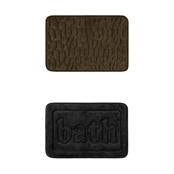 Unique Bargains 2 Pcs Memory Foam Rugs Black/Brown 20" x 32"