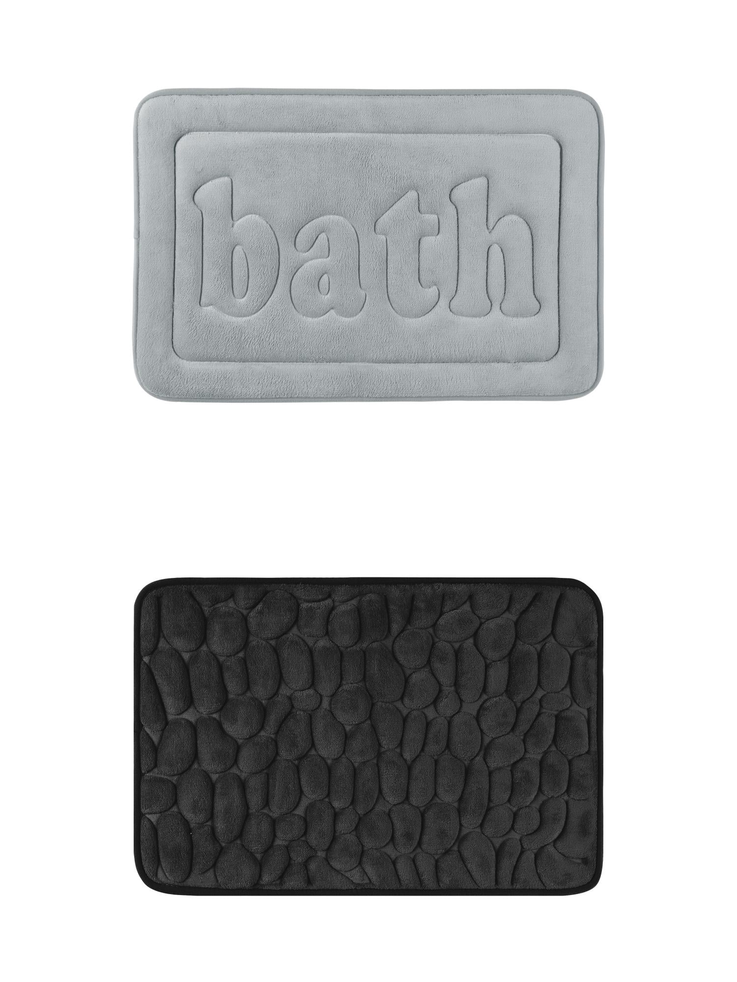 Unique Bargains 2 Pcs Memory Foam Rugs Black/Light Grey 16" x 24"