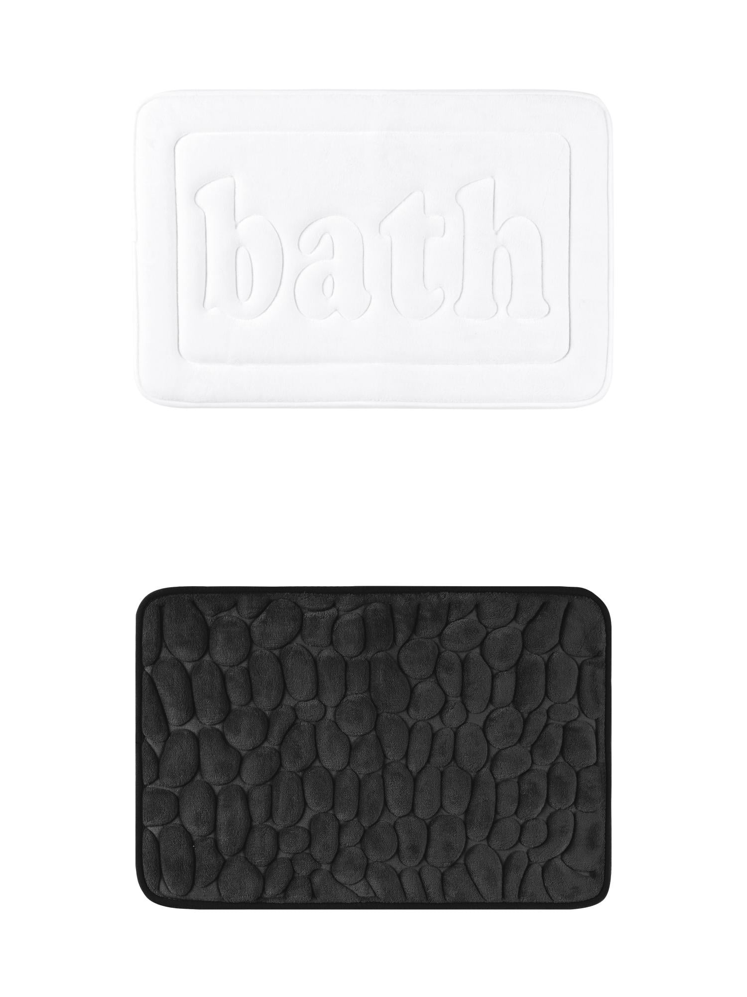 Unique Bargains 2 Pcs Memory Foam Rugs Black/White 16" x 24"