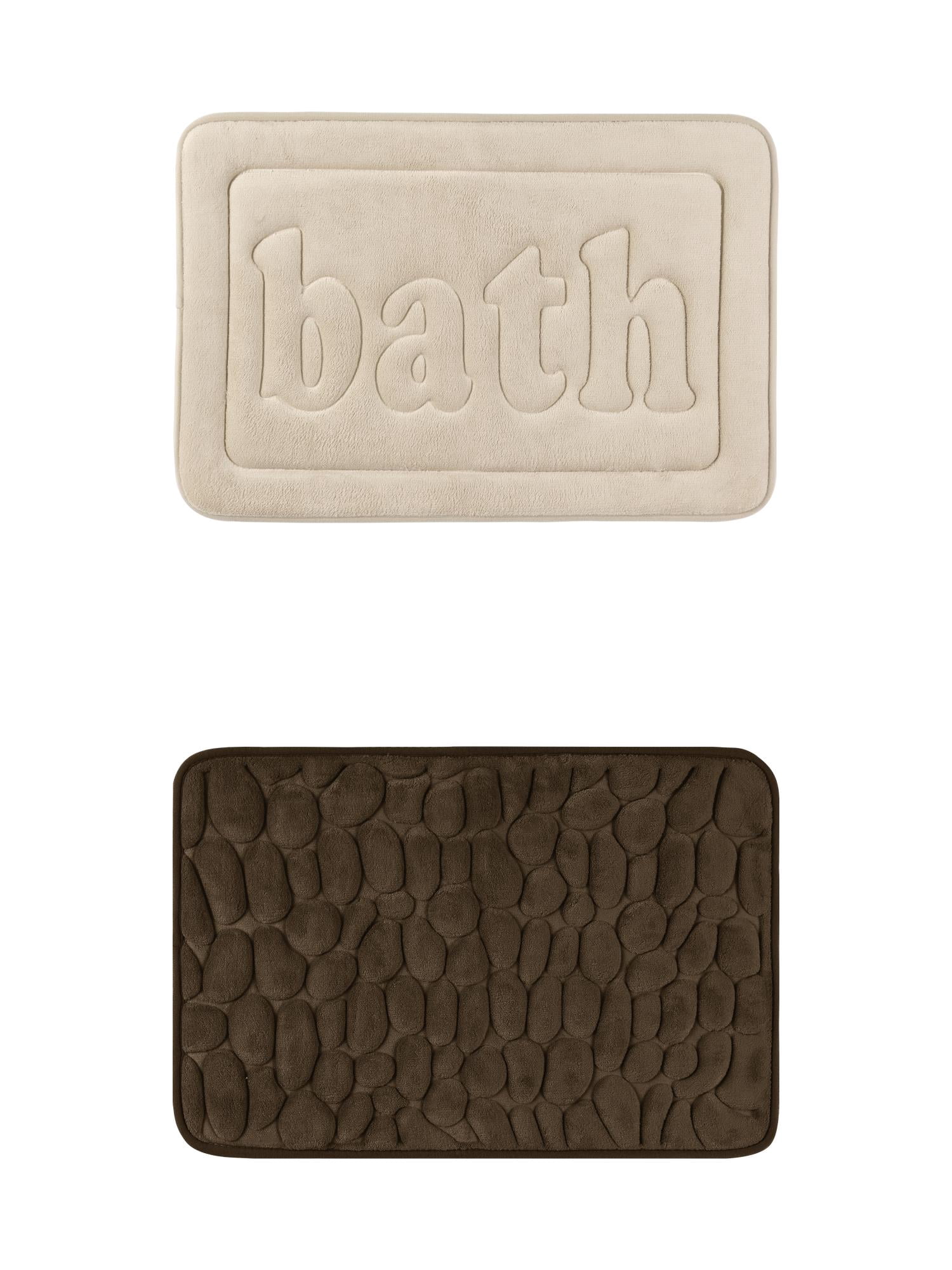 Unique Bargains 2 Pcs Memory Foam Rugs Brown/Khaki 20" x 32"