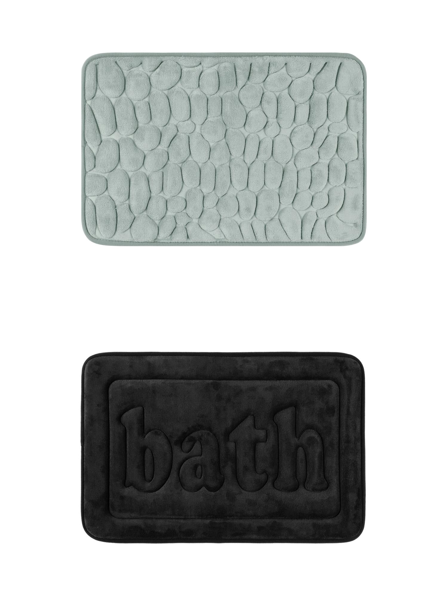 Unique Bargains 2 Pcs Memory Foam Rugs Grey/Black 20" x 32"