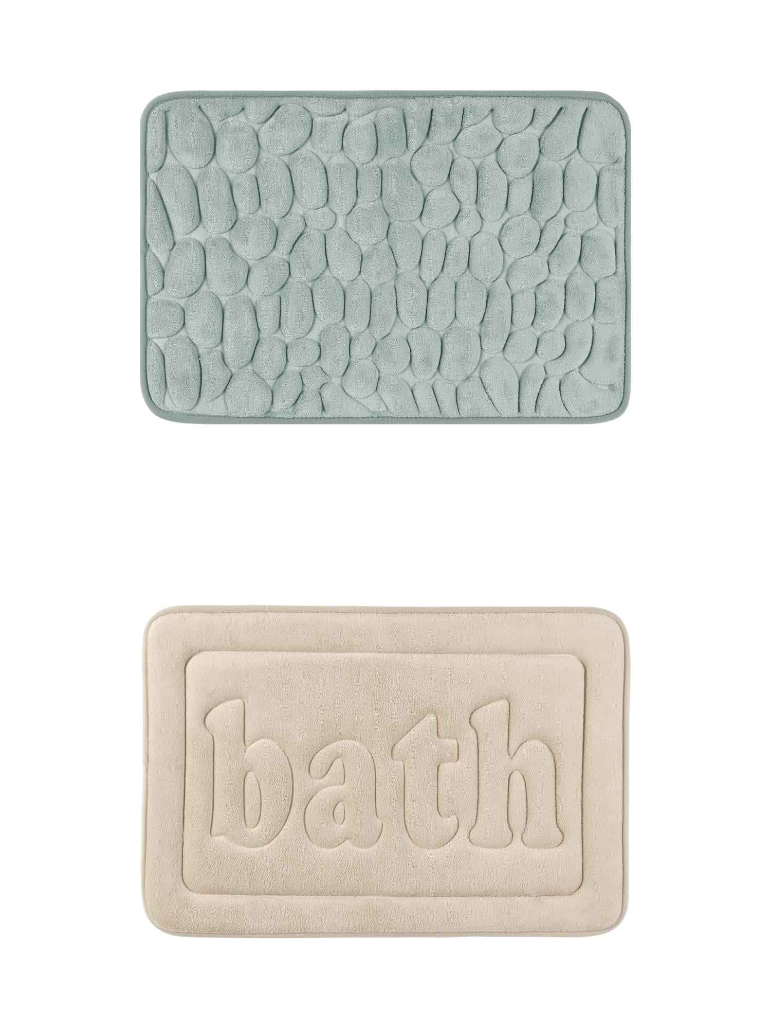 Unique Bargains 2 Pcs Memory Foam Rugs Grey/Khaki 20" x 32"