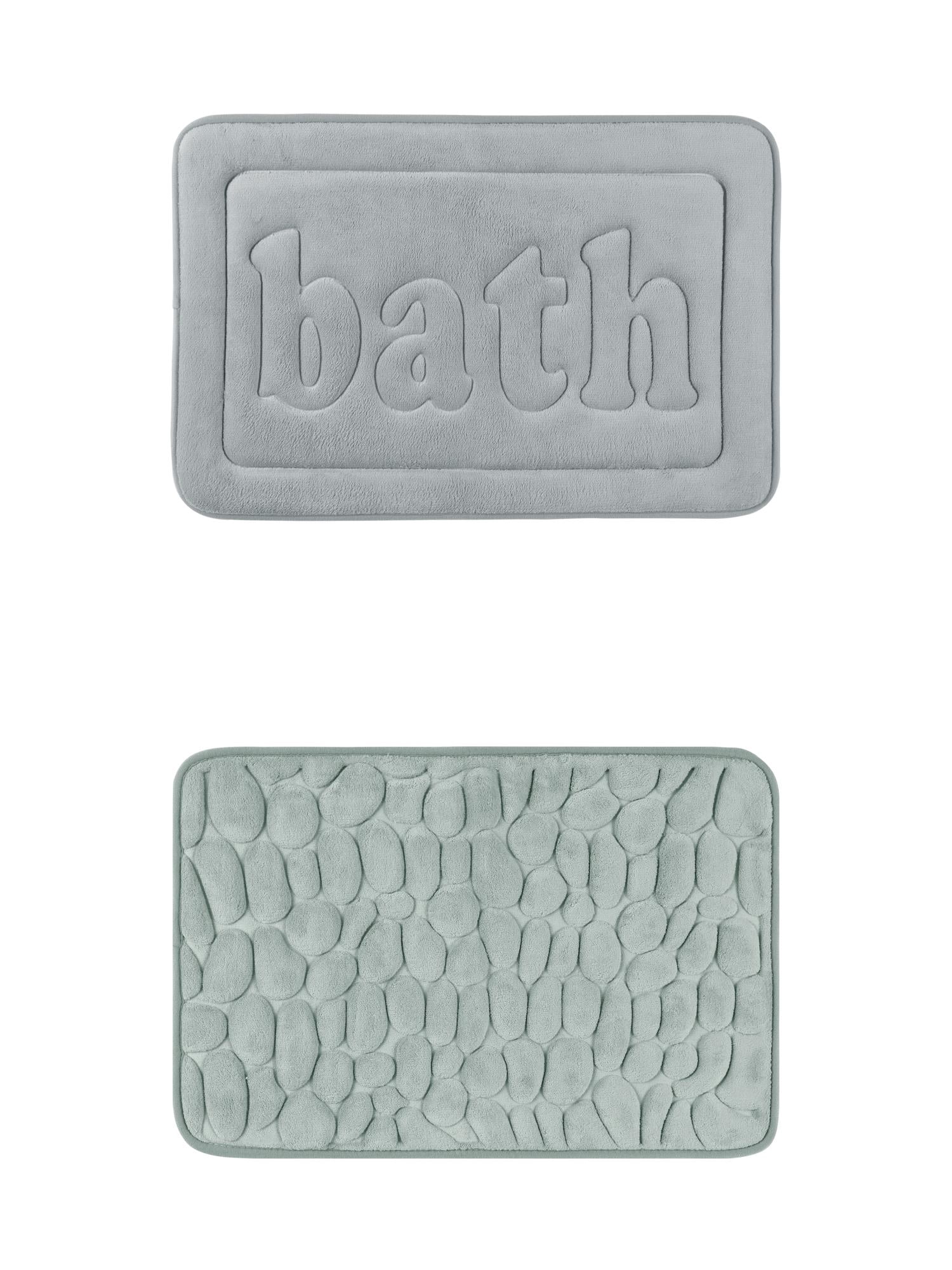 Unique Bargains 2 Pcs Memory Foam Rugs Grey/Light Grey 20" x 32"