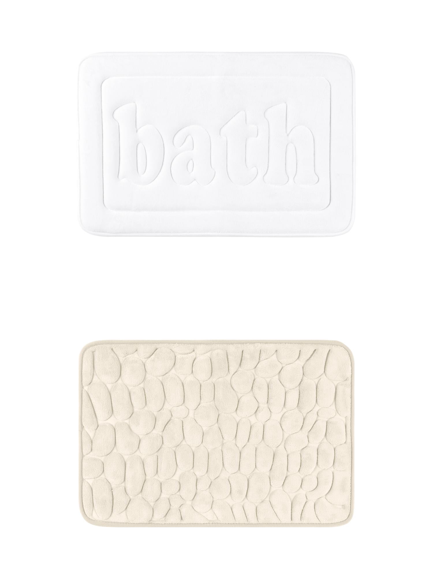 Unique Bargains 2 Pcs Memory Foam Rugs Khaki/White 16