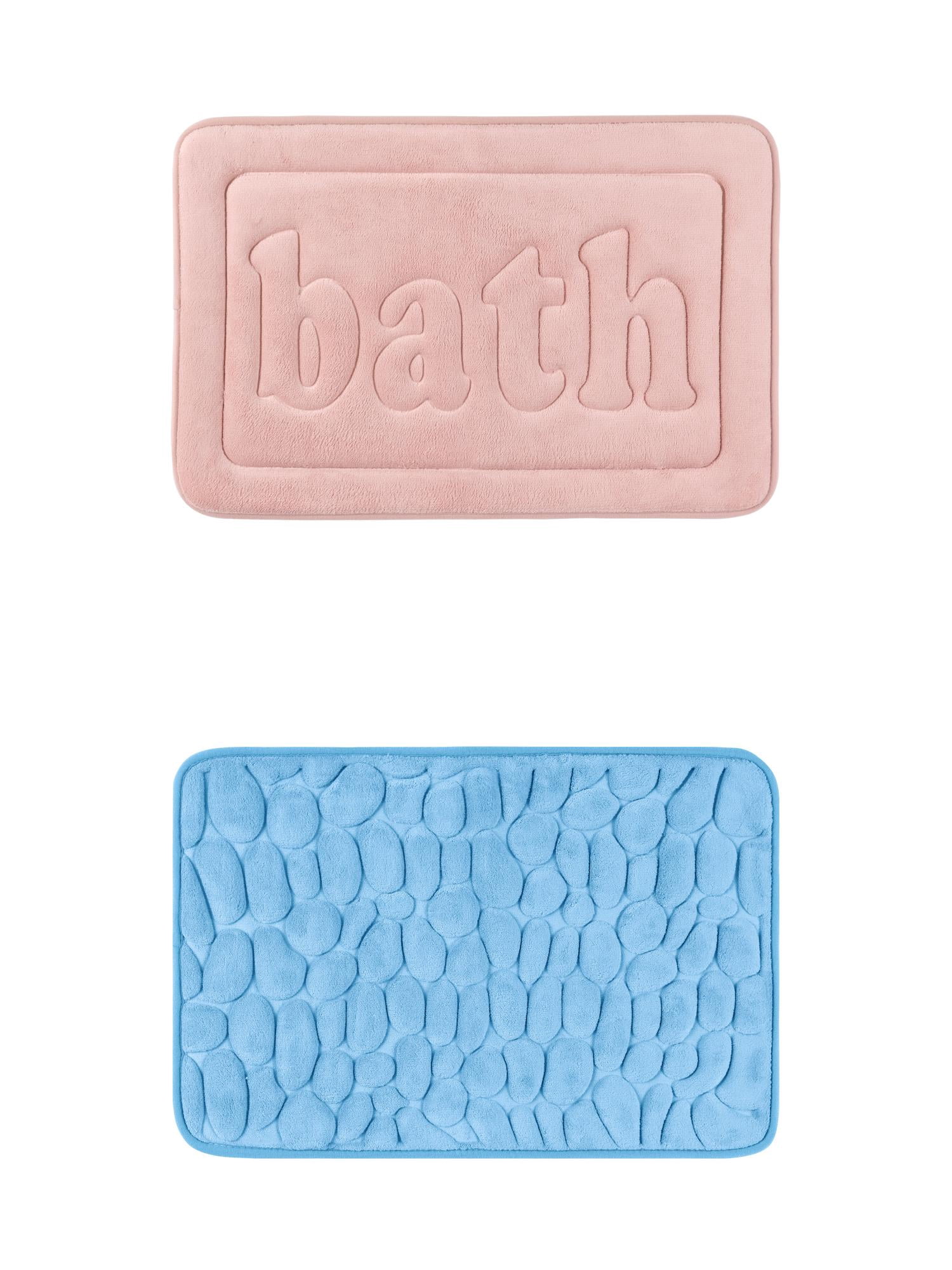 Unique Bargains 2 Pcs Memory Foam Rugs Light Blue/Pink 16" x 24"