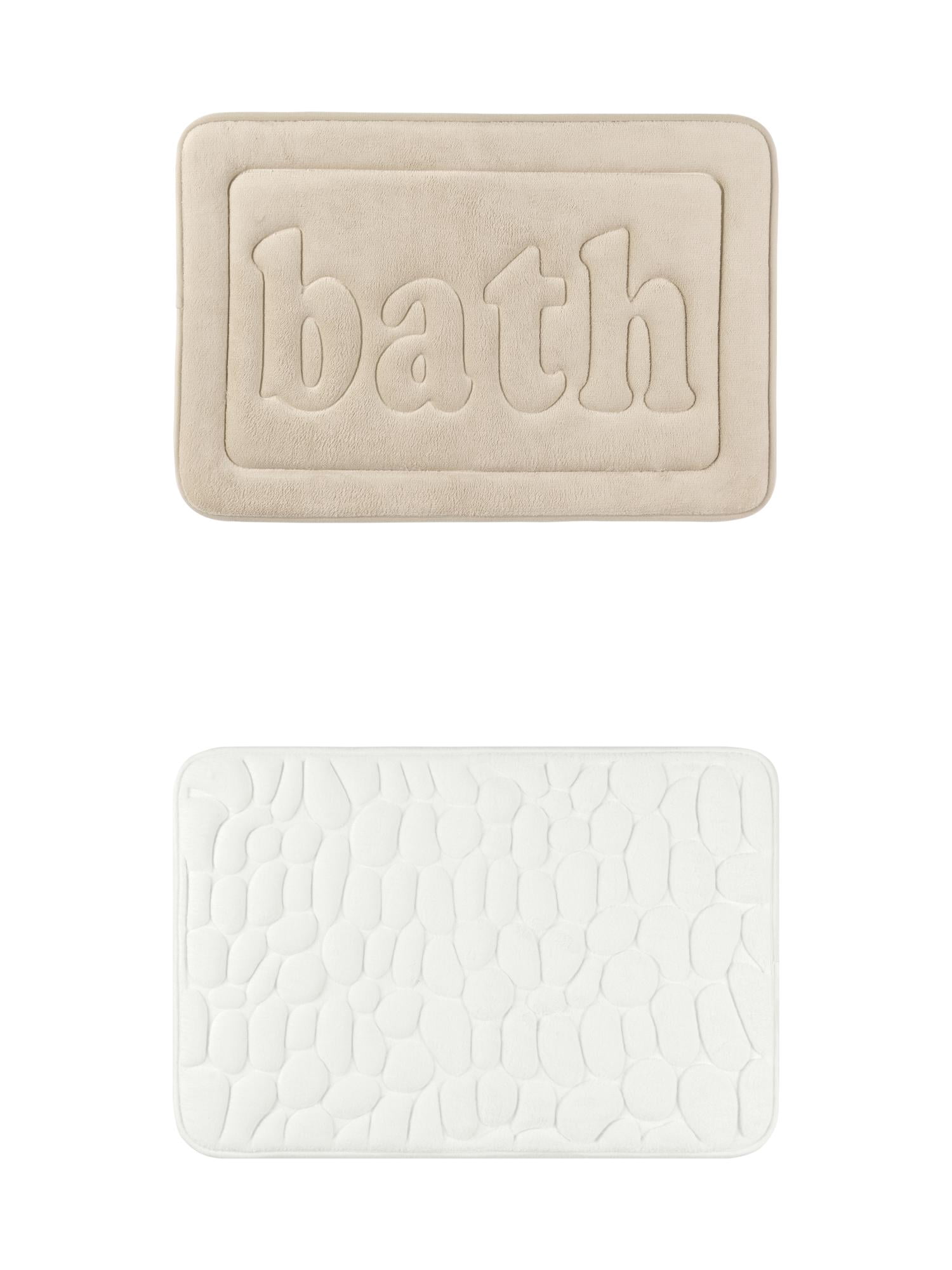 Unique Bargains 2 Pcs Memory Foam Rugs Milky White/Khaki 16" x 24"