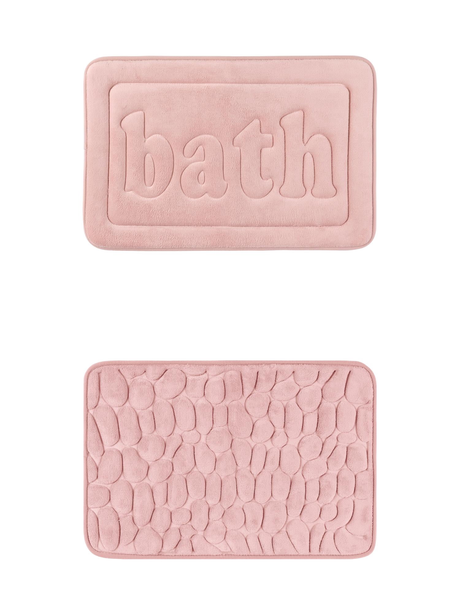 Unique Bargains 2 Pcs Memory Foam Rugs Pink 20" x 32"