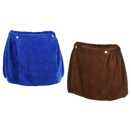 Unique Bargains 2 Pcs Men's Bath Wrap Towel Body Wrap for Shower Spa Robes 30x140cm Blue Brown