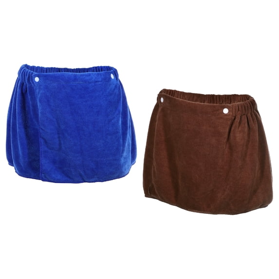 Unique Bargains 2 Pcs Men's Bath Wrap Towel Body Wrap for Shower Spa Robes 30x140cm Blue Brown