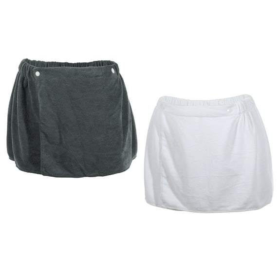 Unique Bargains 2 Pcs Men's Bath Wrap Towel Body Wrap for Shower Spa Robes 30x140cm White Gray