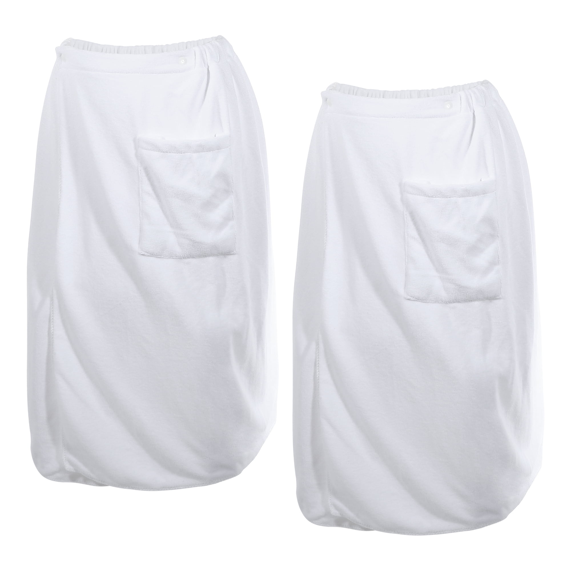 Unique Bargains 2 Pcs Men's Bath Wrap Towel Body Wrap for Shower Spa Adjustable Robes White 70x140cm