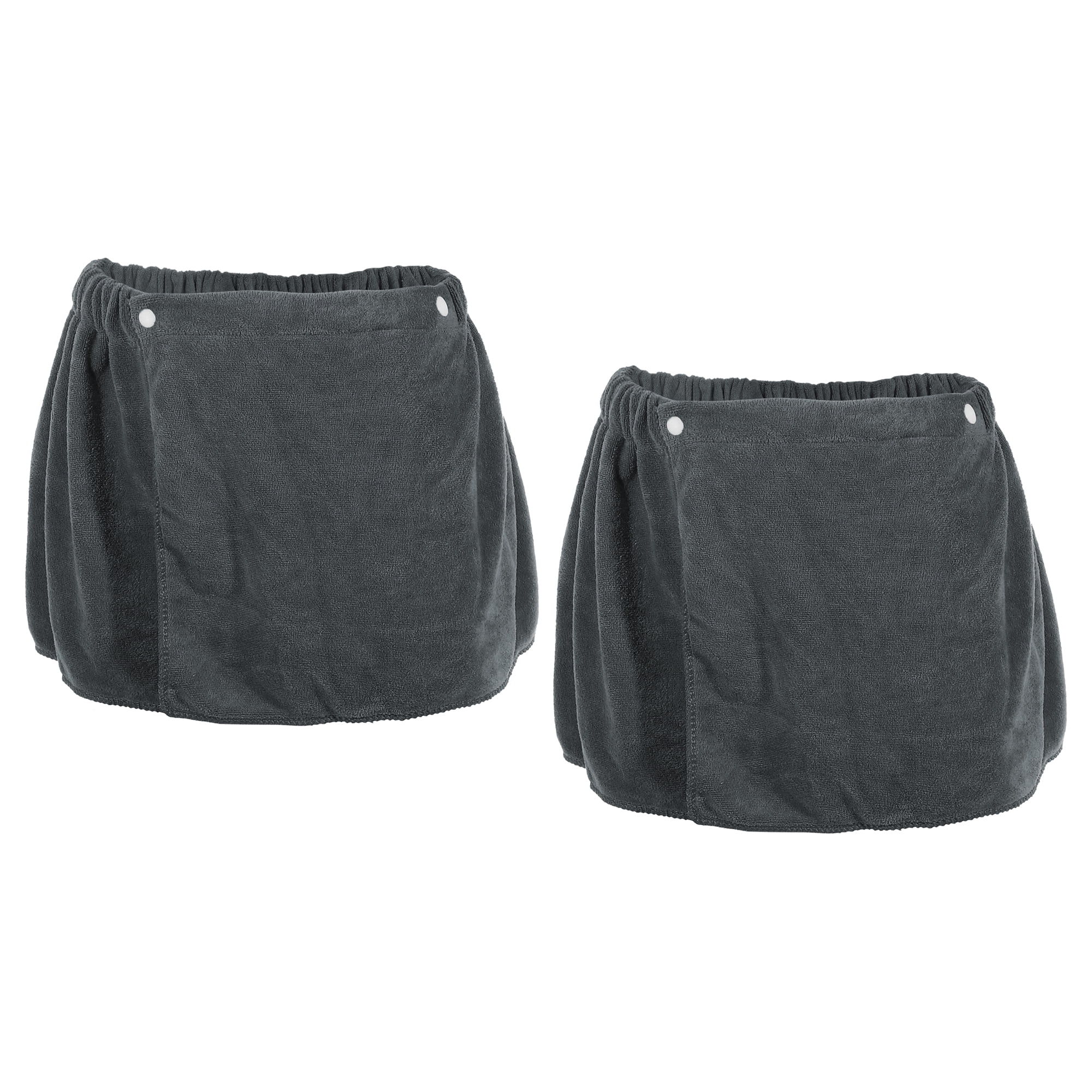 Unique Bargains 2 Pcs Men's Bath Wrap Towel Body Wrap for Shower Spa Adjustable Robes Gray 30x140cm