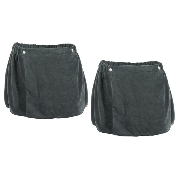 Unique Bargains 2 Pcs Men's Bath Wrap Towel Body Wrap for Shower Spa Adjustable Robes Gray 30x140cm