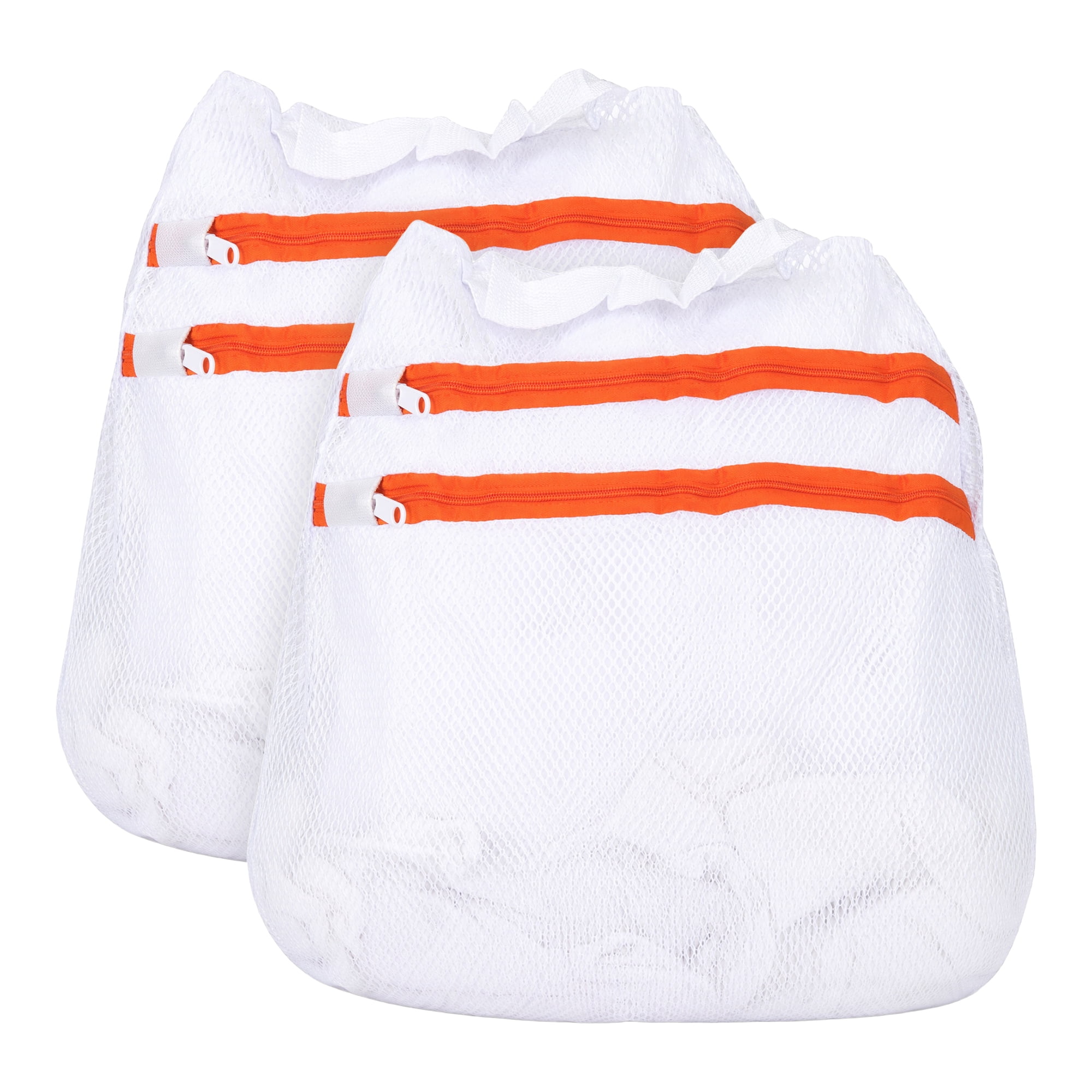 Unique Bargains 2 Pcs Mesh Laundry Bags, Durable Zipper Closure White 11.8"x11.8"