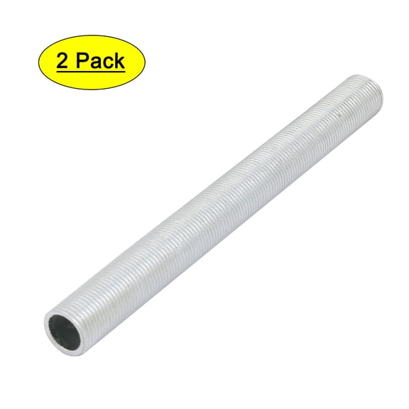 Unique Bargains 2 Pcs Metric M12 1mm Pitch Thread Zinc Plated Pipe Nipple Lamp Parts 120mm Long