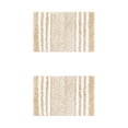 thumbnail image 1 of Unique Bargains 2 Pcs Microfiber Fluffy Striped Bath Rugs Non-Slip Absorbent Floor Mat Beige 20" x 32"/16" x 24", 1 of 6