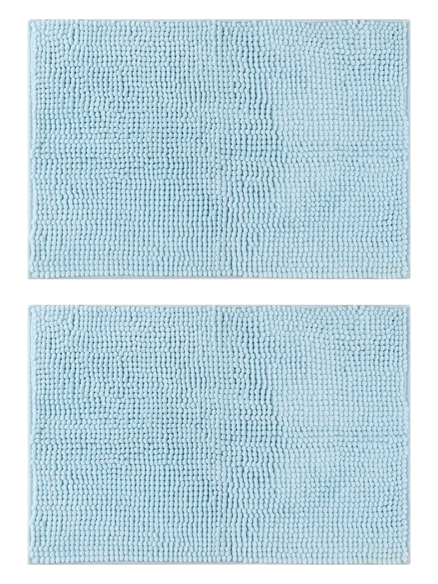 Unique Bargains 2 Pcs Microfiber Non-Slip Bathroom Mat Plush Fluffy Quick Dry Bath Rugs Blue 16" x 24"