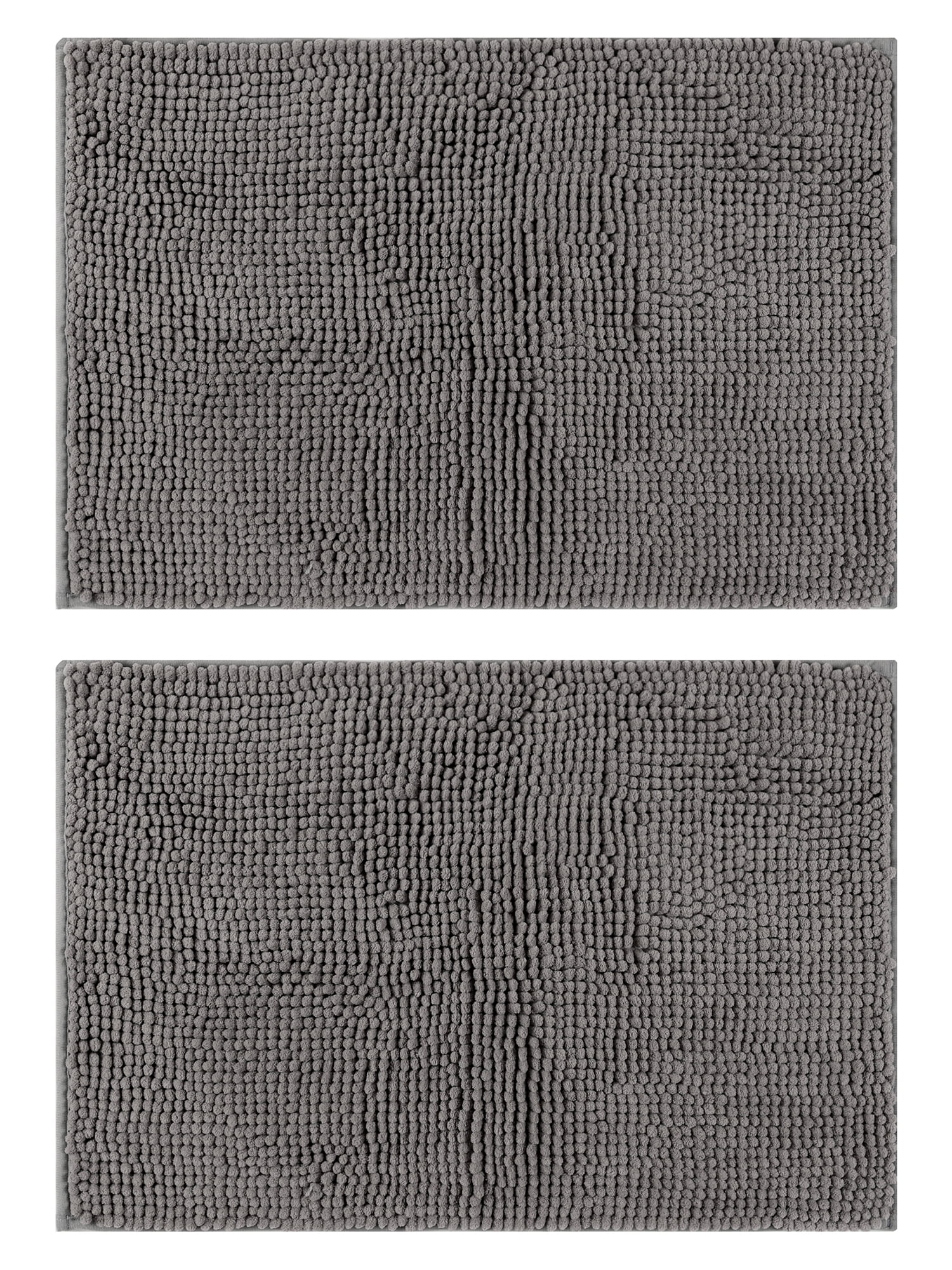 Unique Bargains 2 Pcs Microfiber Non-Slip Bathroom Mat Plush Fluffy Quick Dry Bath Rugs Grey 20" x 32"