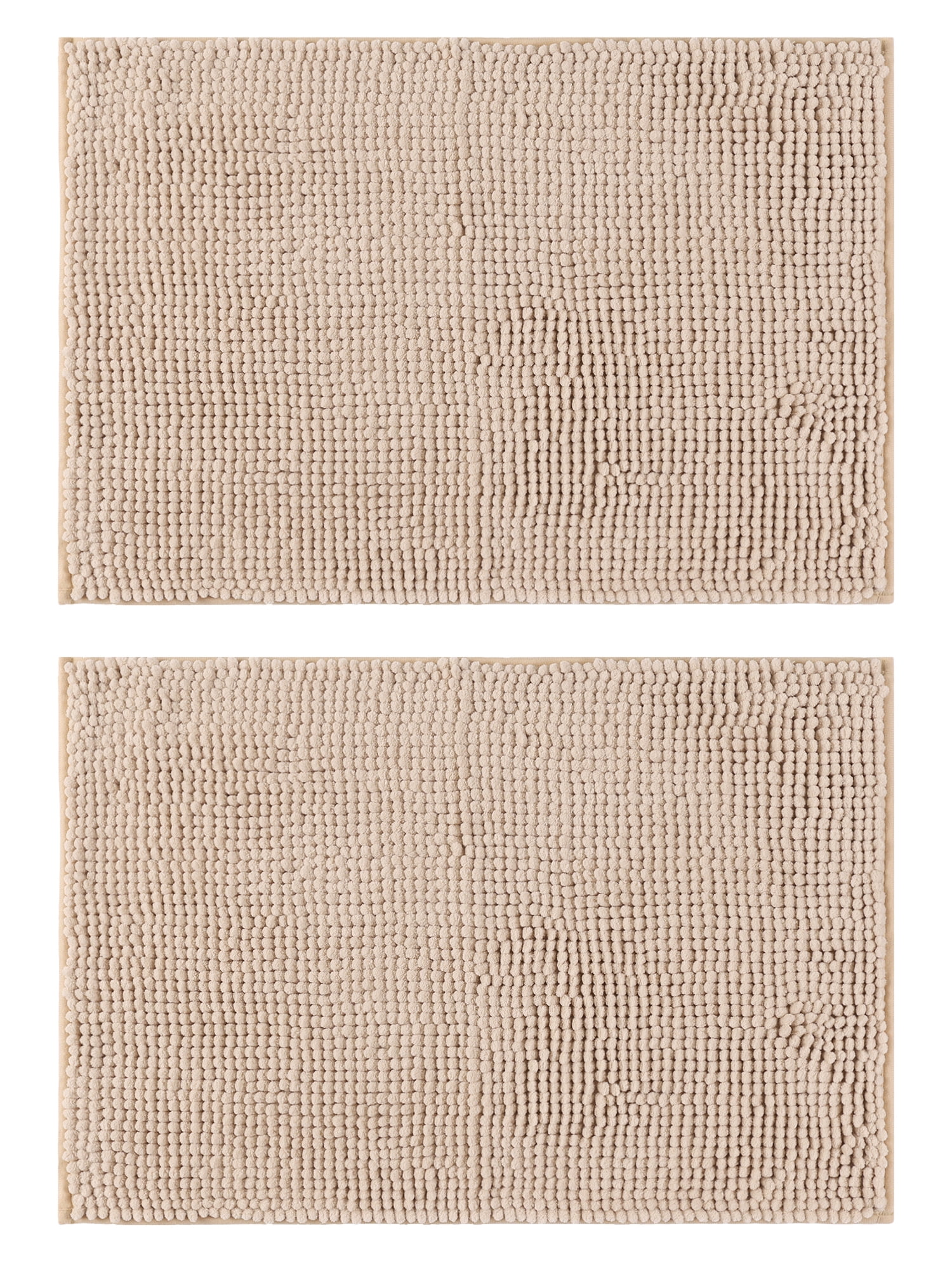 Unique Bargains 2 Pcs Microfiber Non-Slip Bathroom Mat Plush Fluffy Quick Dry Bath Rugs Khaki 16" x 24"