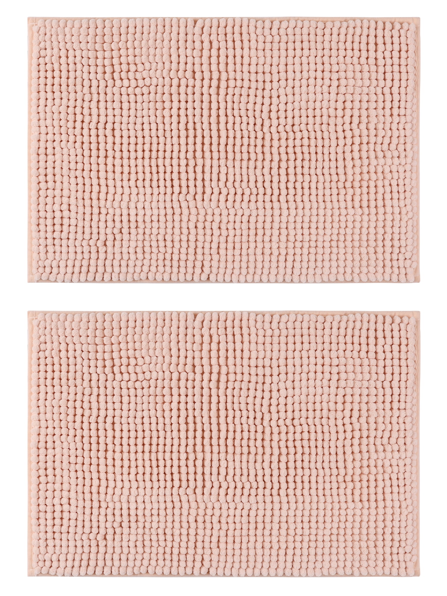 Unique Bargains 2 Pcs Microfiber Non-Slip Bathroom Mat Plush Fluffy Quick Dry Bath Rugs Pink 20" x 32"