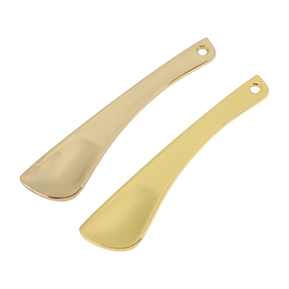 Unique Bargains 2 Pcs Mini Makeup Cosmetic Spoon Hangable Broom Shape Facial Mask Spatula Gold Tone