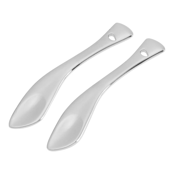 Unique Bargains 2 Pcs Mini Makeup Cosmetic Spoon Hangable Pointed Mouth Facial Mask Spatula Silver Tone