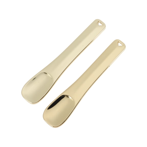 Unique Bargains 2 Pcs Mini Makeup Cosmetic Spoon Hangable Rectangular Facial Mask Spatula Gold Tone