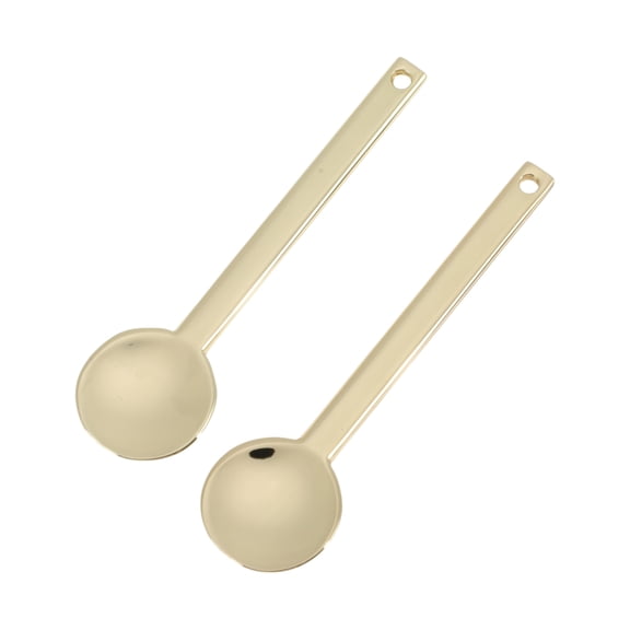 Unique Bargains 2 Pcs Mini Makeup Cosmetic Spoon Hangable Round Facial Mask Spatula Gold Tone