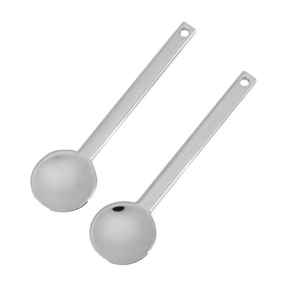 Unique Bargains 2 Pcs Mini Makeup Cosmetic Spoon Hangable Round Facial Mask Spatula Silver Tone