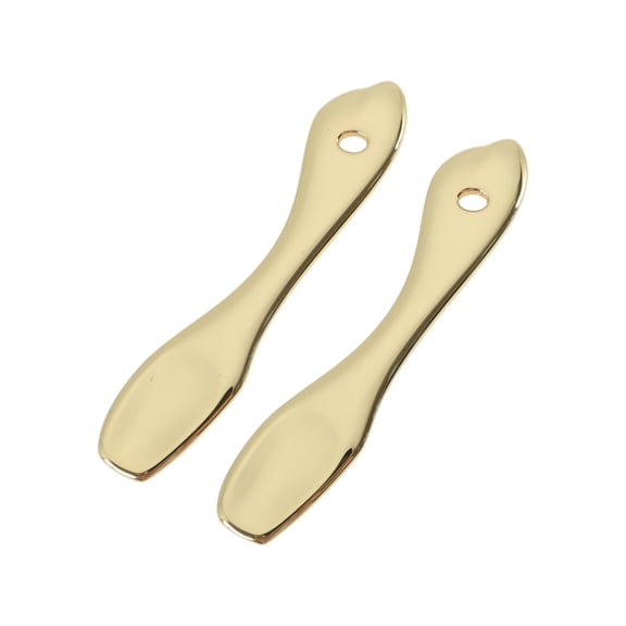 Unique Bargains 2 Pcs Mini Makeup Cosmetic Spoon Portable Flat Head Facial Mask Spatula Gold Tone
