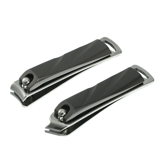 Unique Bargains 2 Pcs Nail Cutter Set for Men and Women Stainless Steel Black