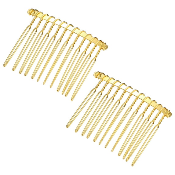 Unique Bargains 2 Pcs No Slip Hair Side Combs Accessories Metal 2" Gold