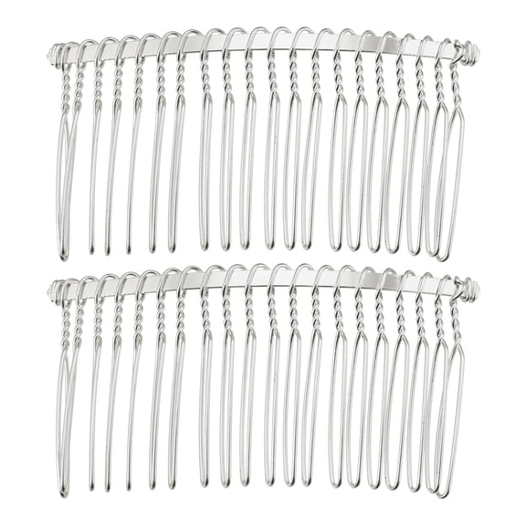 Unique Bargains 2 Pcs No Slip Hair Side Combs Accessories Metal Silver Tone