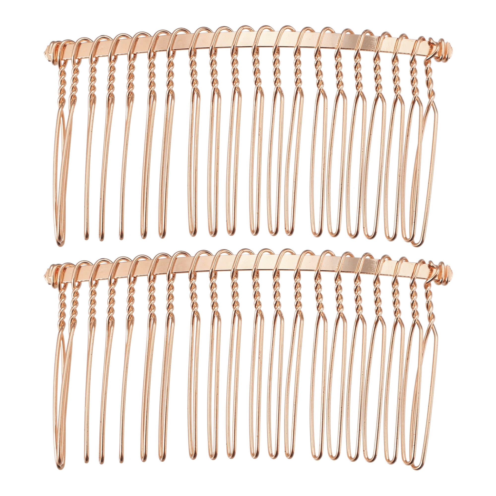 Unique Bargains 2 Pcs No Slip Hair Side Combs Accessories Made of Metal with Gold Tone Finish Rose Gold Tone