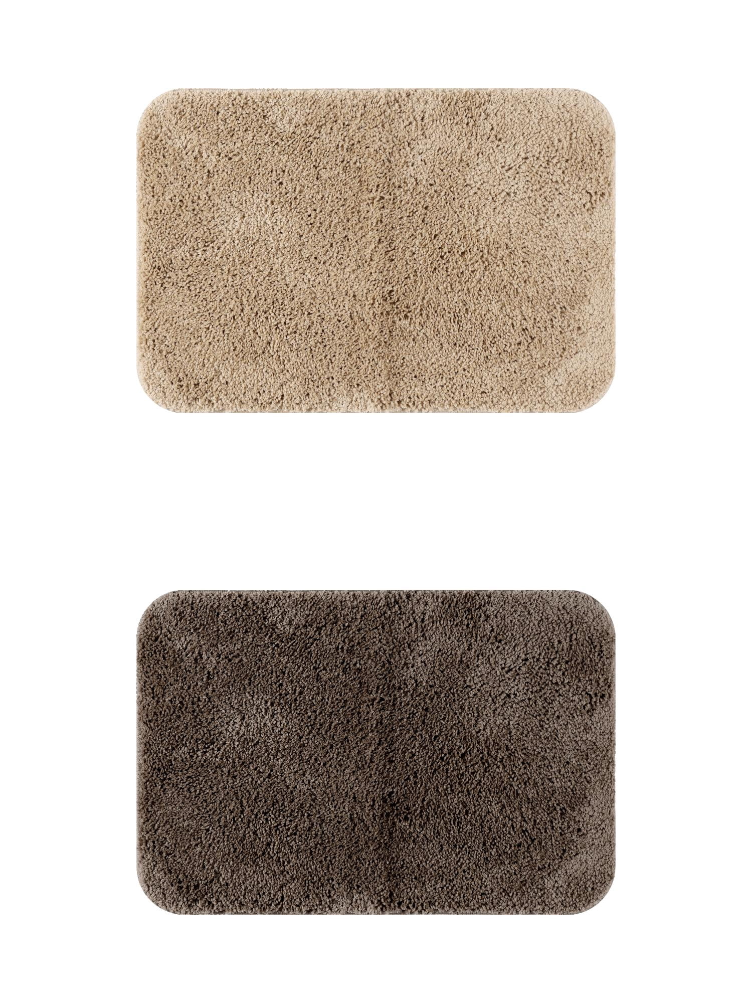 Unique Bargains 2 Pcs Non-Slip Extra Soft Plush Quick Dry Anti Skid Shaggy Bath Mats Khaki/Brown 20" x 32"