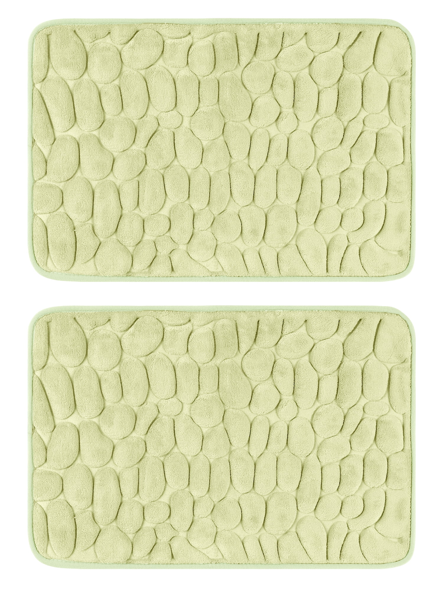 Unique Bargains 2 Pcs Non-Slip Memory Foam Bath Mat Soft Bathroom Rugs for Bathroom, Sink Light Green 16" x 24"