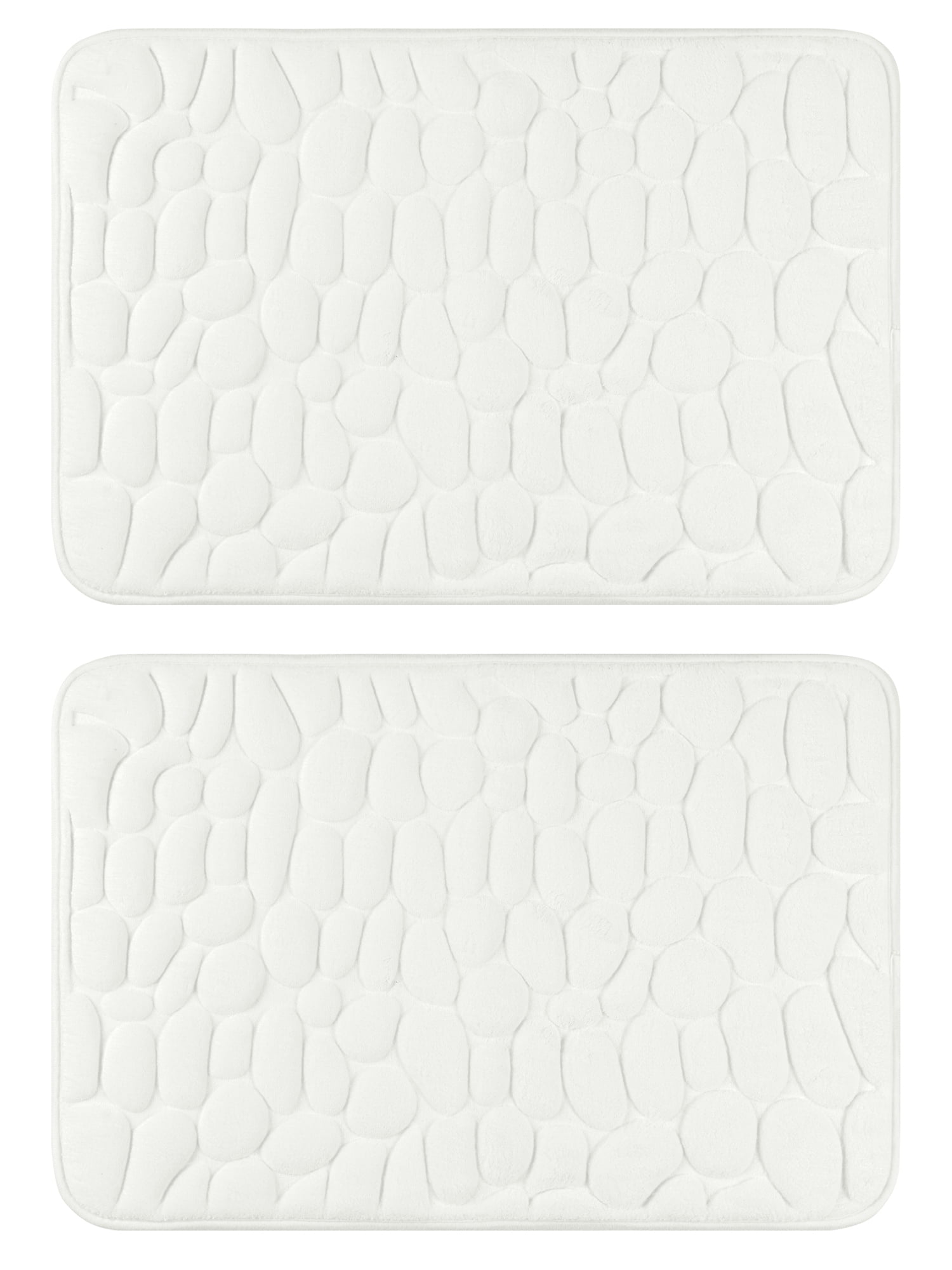 Unique Bargains 2 Pcs Non-Slip Memory Foam Bath Mat Soft Bathroom Rugs for Bathroom, Sink Milky White 16" x 24"