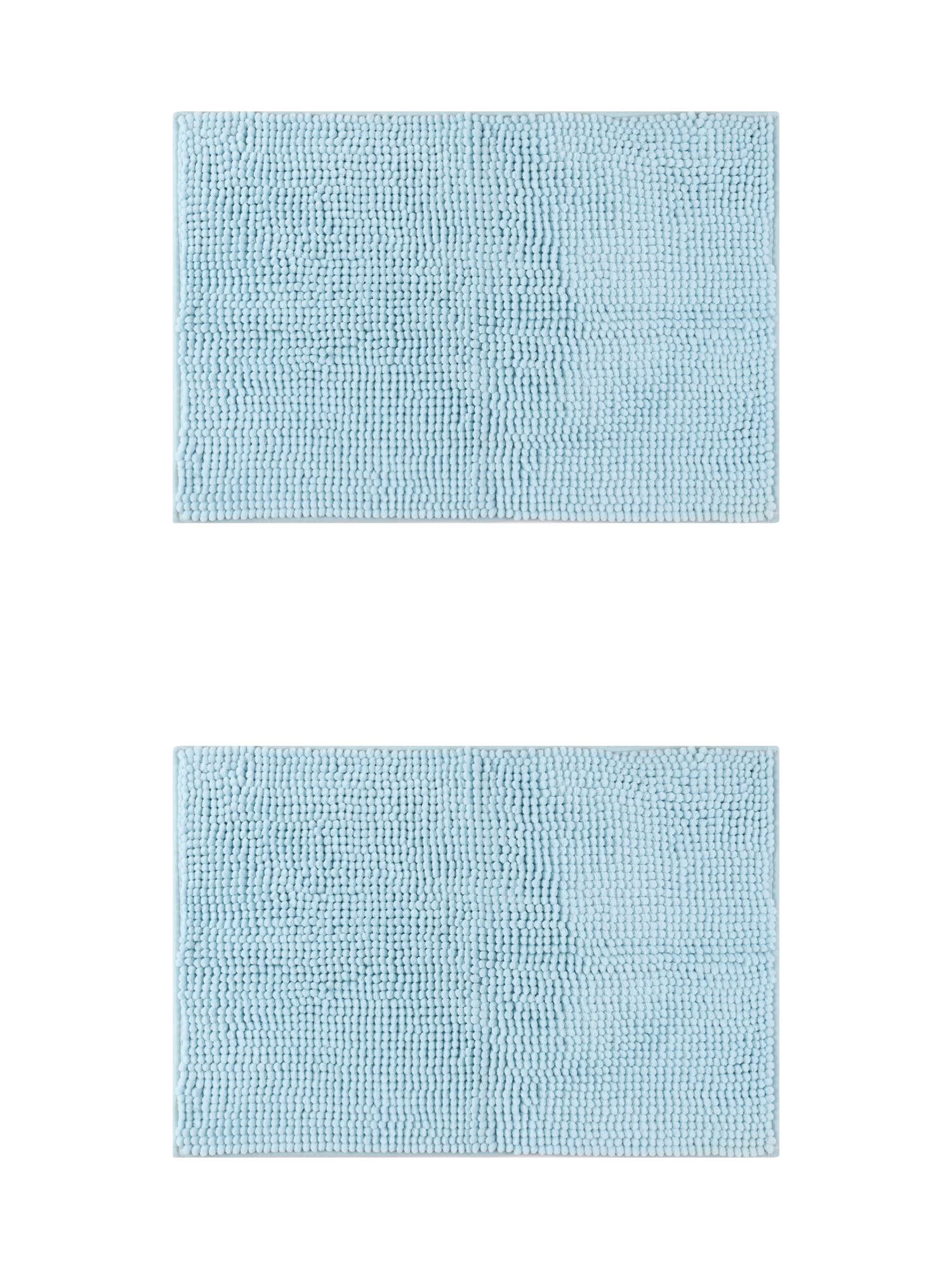 Unique Bargains 2 Pcs Non-Slip Microfiber Bathroom Mats Blue 16" x 24"/20" x 32"