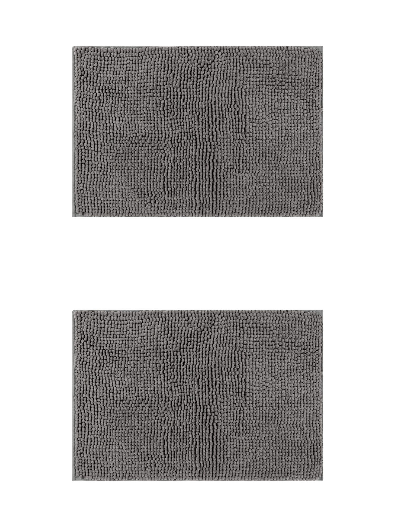 Unique Bargains 2 Pcs Non-Slip Microfiber Bathroom Mats Grey 16" x 24"/20" x 32"