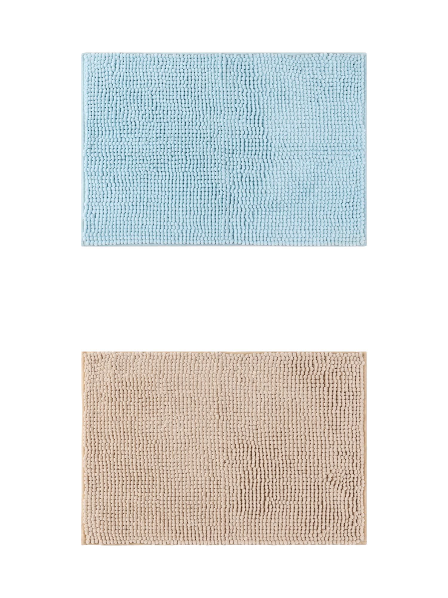 Unique Bargains 2 Pcs Non-Slip Microfiber Bathroom Mats Khaki/Blue 20" x 32"